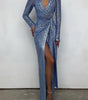 Sequined Slit Tail Banquet Dress Evening Gown