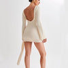 Y2K Long-Sleeve Backless Dress – Sexy & Hip-Hugging Fit!