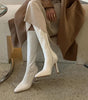 Square-Toe Knee-High Stretch Boots