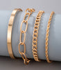 Exaggerated And Minimalist Gold Thick Chain Bracelet Set Of Four Pieces