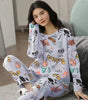 Pajamas Set Women Cute Cartoon Print Sleepwear 2 Piece Lounge Sets