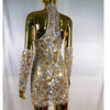 High-end Women's Heavy-duty Rhinestone Plaid Sequined Gloves Ultra-short Dress