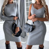 2pc Women's Stripe Top & Skirt Set - Autumn/Winter Fashion