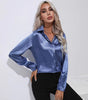One-Button Satin Long Sleeve Shirt