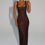 Double-shoulder Strap Sequins Net Drill Suspenders Dress