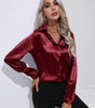 One-Button Satin Long Sleeve Shirt