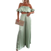 Women's Fashion Satin Tube Top Wide Leg Pants Suit