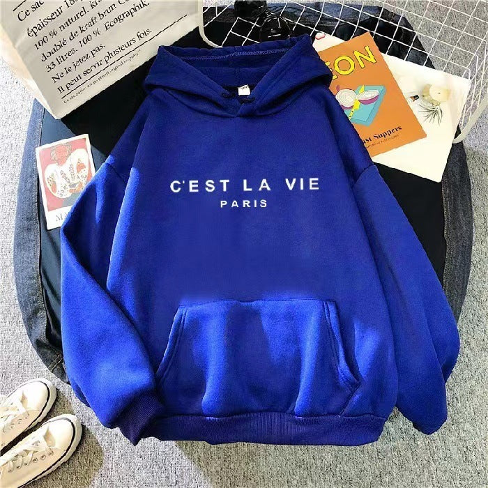 Loose Hooded Sweater Student Hoodie With Letter Print Sports Tops