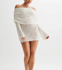 Women's Hollow-out Long-sleeved Off-shoulder Dress Short Skirt