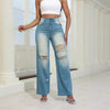 Modische Jeans mit hoher Taille und Rissen