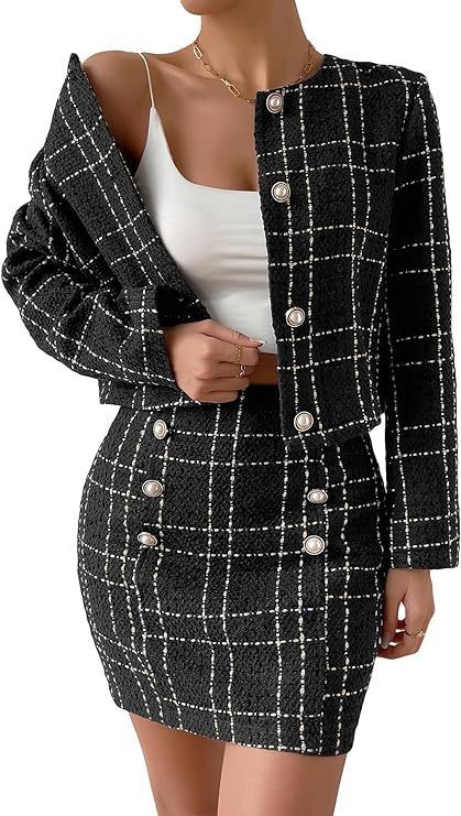 Women's Fashion Plaid Button Jacket