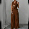 Women's Summer Sleeveless Suit – Button Vest & Pleated Pants Set