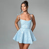 European And American Style Jacquard Texture Spaghetti Straps Slimming A- Line Dress