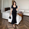 Temperament Square Collar Ruffled Flab Hiding Slimming Fishtail Skirt Suit