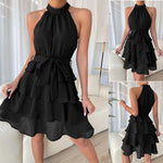 Women's Halterneck Dresses Sleeveless Ruffle Dress