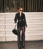 Black Mesh See-through Top & High-waisted Pants Set