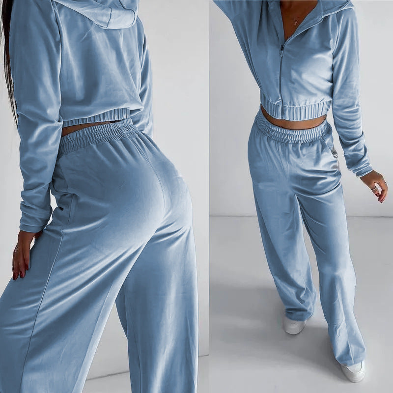 European Hat Casual Sweatshirt Outfit Two-piece Set