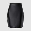 Black High Waist Tight PU Leather Skirt