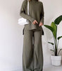 Loose-fit turtleneck knitted set with a long-sleeved top and straight trousers