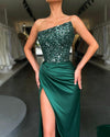 New Green Sequins Long Sleeveless Fashion One-piece Long Evening Dress