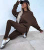 Sweater Suit Women's Casual Loose Long Sleeve Crew Neck Split Top Tight Trousers