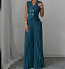Women's Summer Sleeveless Suit – Button Vest & Pleated Pants Set