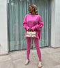 Sweater Suit Women's Casual Loose Long Sleeve Crew Neck Split Top Tight Trousers