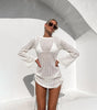 Women's Hollow-out Side Strap Round Neck Backless Sun Protective Blouse Dress