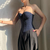Y2K Back-Tie Denim Corset Top