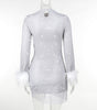 Fashionable Slim-fit Shiny Mesh Fur Cuff Pleated Dress