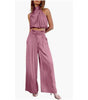 Sleeveless Crop Top & Wide-Leg Pants Set