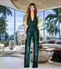 Summer Women's Sleeveless Halter Sequined Jumpsuit