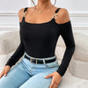 Spring/Summer Off-Shoulder Metal Hook Top – Stylish & Sexy!