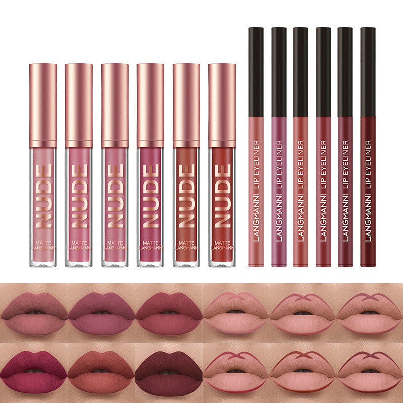 12-Piece Matte Lipstick & Lip Liner Set – Waterproof, Long-Lasting Makeup Gift