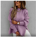 Solid color drawstring side slit knit sweater