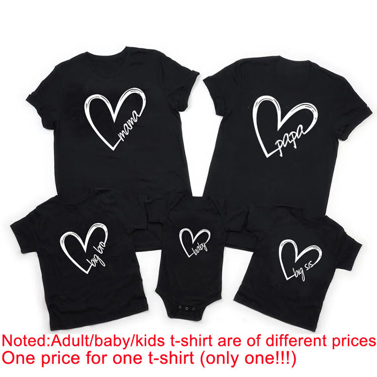 Love English Alphabet Print Parent Child T Shirt