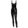 Ladies Nightclub Zippered Pu Leather Slim Jumpsuit