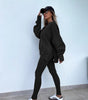 Sweater Suit Women's Casual Loose Long Sleeve Crew Neck Split Top Tight Trousers