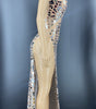 Shining Mirrors Sexy Sleeveless Backless Party Dress With Neck High Slit