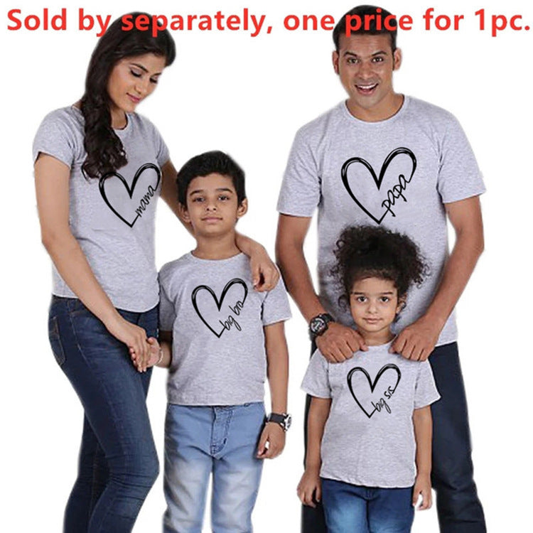 Love English Alphabet Print Parent Child T Shirt