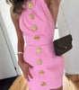 Sleeveless Backless Rose Button Dress