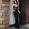 Summer New Fashion Sexy Patchwork Slit Mesh See-through Sling Dress