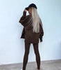 Sweater Suit Women's Casual Loose Long Sleeve Crew Neck Split Top Tight Trousers