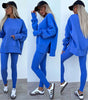 Sweater Suit Women's Casual Loose Long Sleeve Crew Neck Split Top Tight Trousers