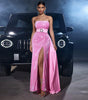 Velvet Sequined Cinched Waist Slim-fit Tube Top Banquet Dress