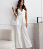 Women's Sleeveless V-neck Waist Trimming Lace Up Jumpsuit