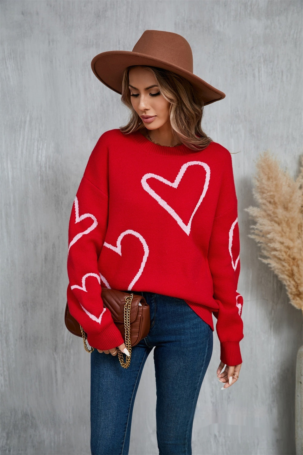 Pullover mit Herzmotiv zum Valentinstag für Damen