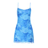 Waist-tight Hip Skirt Mesh Printing Slip Dress