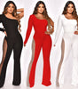 Fashion Mesh Patchwork Hot Drilling Micro-pull Jumpsuit