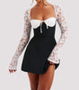 Sexy Y2K Corset Lace Dress - Long Sleeve, Backless Lace-Up
